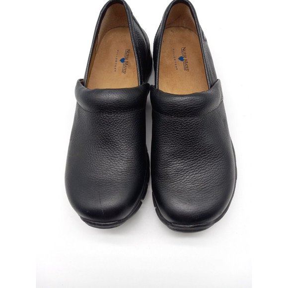 NURSE MATES Women's Libby Slip Resistant Black 10M Pillow Top Leather Slip-on - Picture 2 of 9
